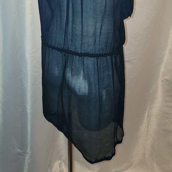 Sachin + Babi for Ankasa Women's Size 10 Silk Top Navy Sheer Sequin Shoulder - Picture 4 of 8